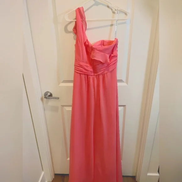 chiffon bridesmaid dresses davids bridal David's Bridal, The Edit by DB Studio Women's Formal Spaghetti Strap A-Line Dress with Slit, Full Length, Chiffon